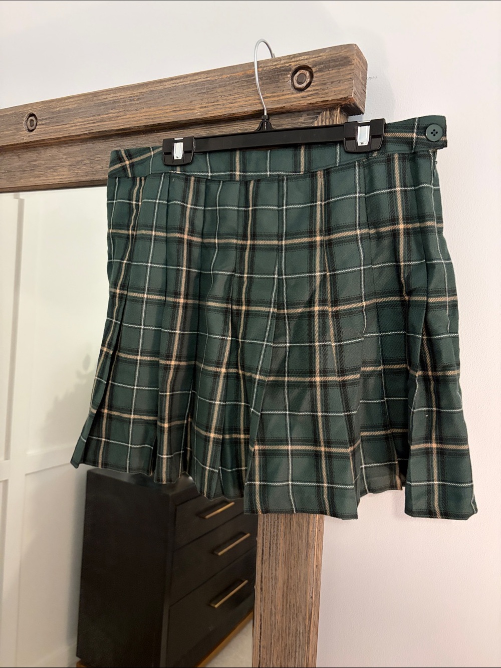 Ardene Dark Green Plaid Pleated Mini Skirt